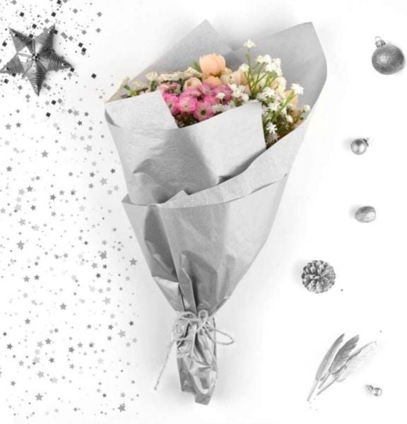 Pelur Kağıt 17 gr/m. & 50*70 cm - 15'li Paket Gümüş Renk