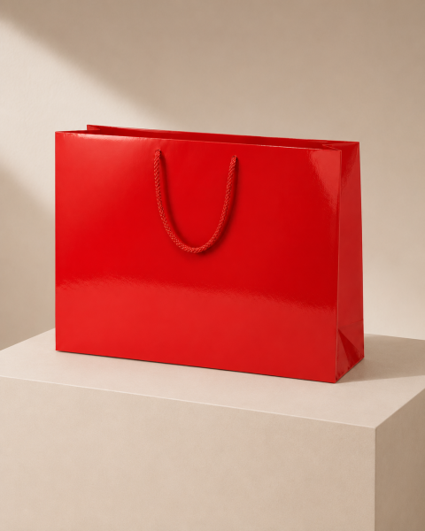 38 x 54 x 10 cm Premium Karton Hediye Çantası | Şık ve Dayanıklı Hediye Poşeti Kırmızı - 5 Adet
