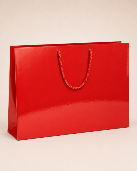 38 x 54 x 10 cm Premium Karton Hediye Çantası | Şık ve Dayanıklı Hediye Poşeti Kırmızı - 10 Adet