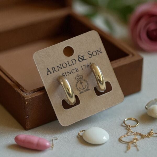 Özel Baskı Küpe Kartı, Kişiselleştirilebilir Takı Kartı, 5x5 Cm, 520 Adet - Kraft Zemin - Beyaz (White 1+0) Baskı