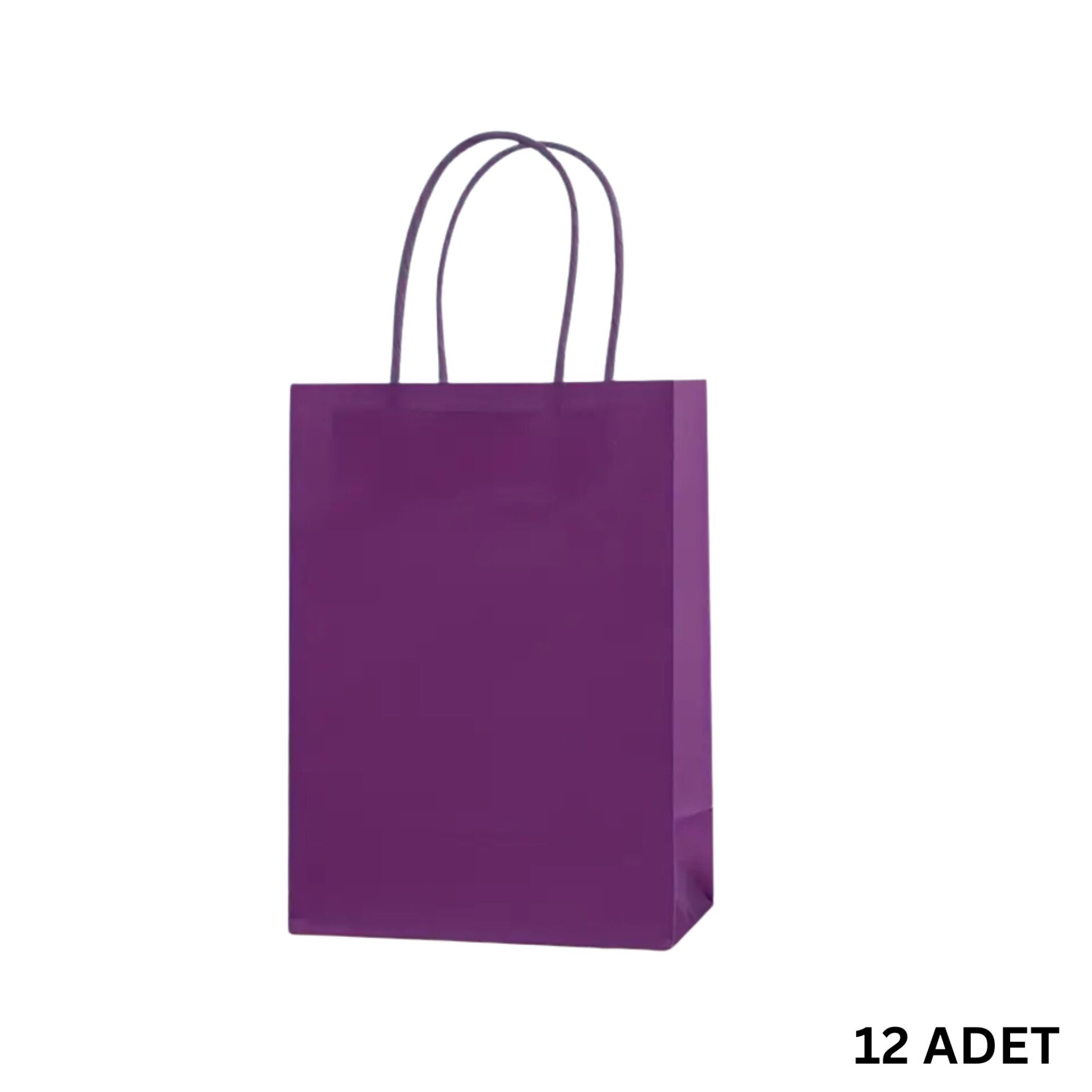Büküm Saplı Mini Kağıt Çanta Seti-12li, Parti, Doğum Günü, Hediye Çantaları, 11x15x6 Cm, Mor Renk
