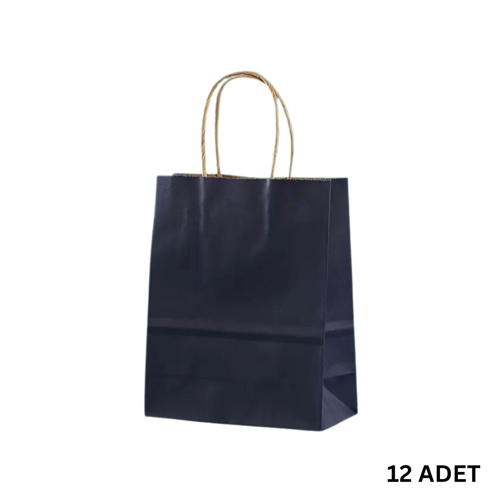 Büküm Saplı Mini Kağıt Çanta Seti-12li, Parti, Doğum Günü, Hediye Çantaları, 11x15x6 Cm, Lacivert