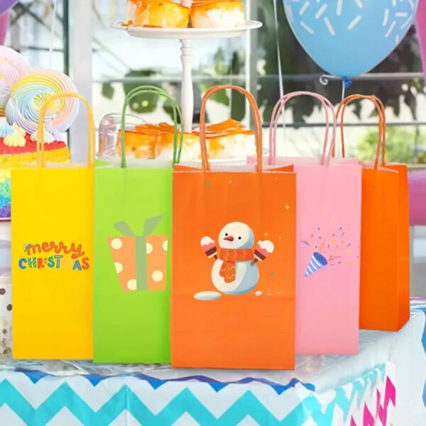 Büküm Saplı Mini Kağıt Çanta Seti-12li, Parti, Doğum Günü, Hediye Çantaları, 11x15x6 Cm, Koyu Pembe