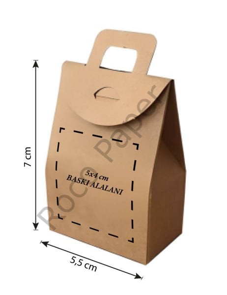 Kişiselleştirilebilir Kraft Kulplu Çanta, Özel Baskı (CMYK) Kınalık, Çerez Hediye Çantası