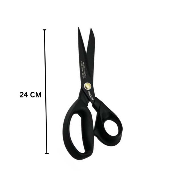 Brezilya Stili Teflon Kağıt, Krapon Makası – Yapışmaz Siyah Titanium Profesyonel Makas, 24 Cm
