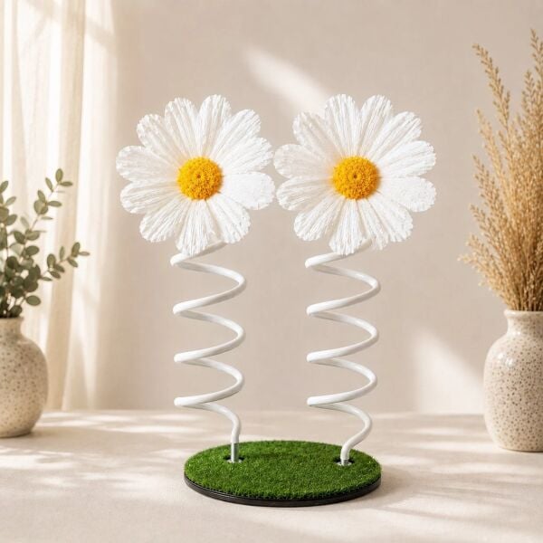 Dev Çiçek Yapım Seti, Bükülebilir ve Boyanabilir Esnek Boru, Demir Ayak Çim Halılı Nişan, Düğün, Vitrin Dekor Standı, 2li Set - 2x2 Metre