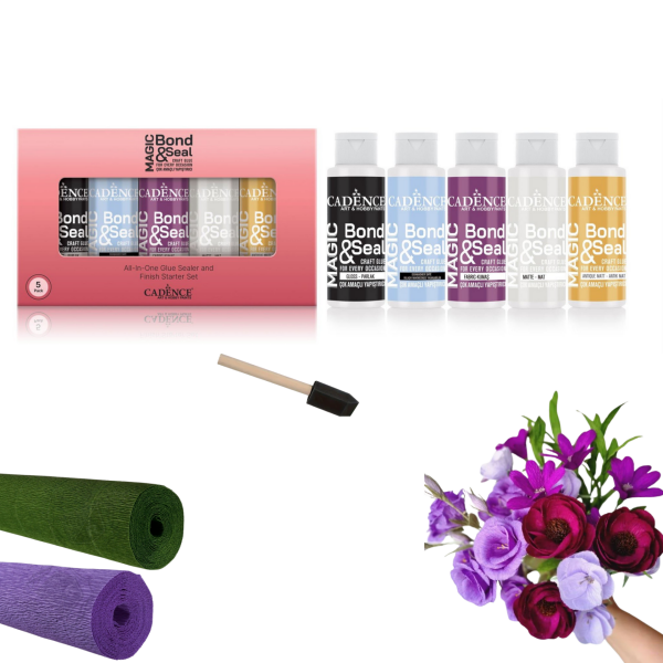 Magic Bond Seal Yapıştırıcı Seti 5li, Dekopaj Vernikli Tutkal, Krapon Çiçek, Kumaş ve Ahşap İçin