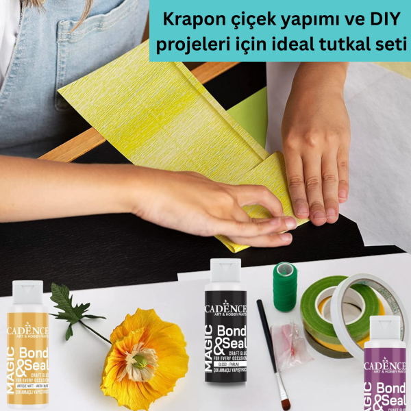 Magic Bond Seal Yapıştırıcı Seti 5li, Dekopaj Vernikli Tutkal, Krapon Çiçek, Kumaş ve Ahşap İçin