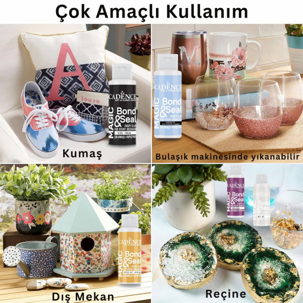 Magic Bond Seal Yapıştırıcı Seti 5li, Dekopaj Vernikli Tutkal, Krapon Çiçek, Kumaş ve Ahşap İçin