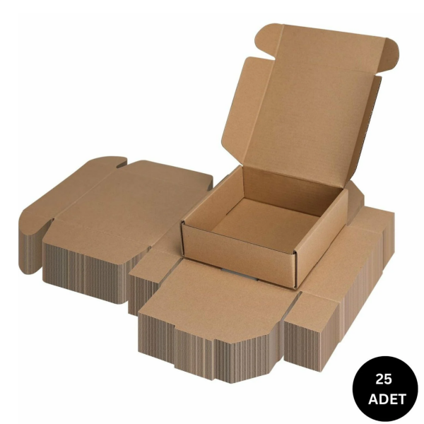 Kilitli E-Ticaret Hediye Kutusu, Kraft Karton Kargo Paketleme Kutusu, 25 Adet, 10x10x5 Cm Baskılı