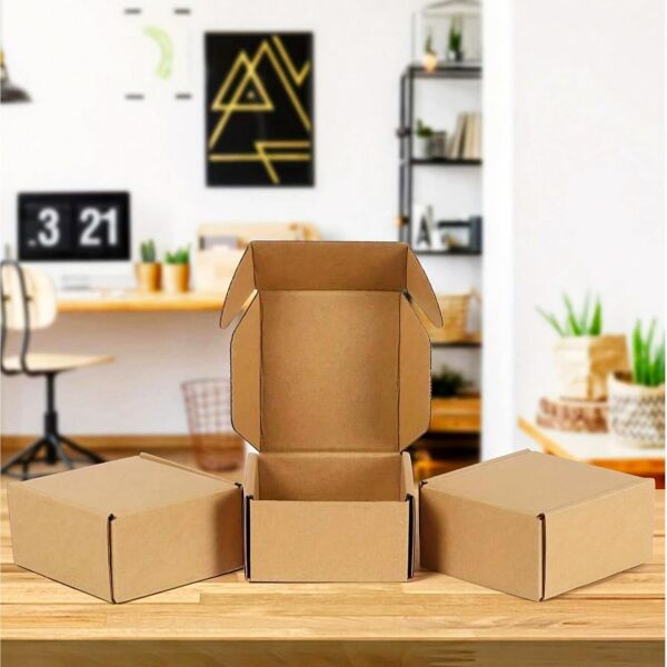 Kilitli E-Ticaret Hediye Kutusu, Kraft Karton Kargo Paketleme Kutusu, 25 Adet, 10x10x5 Cm