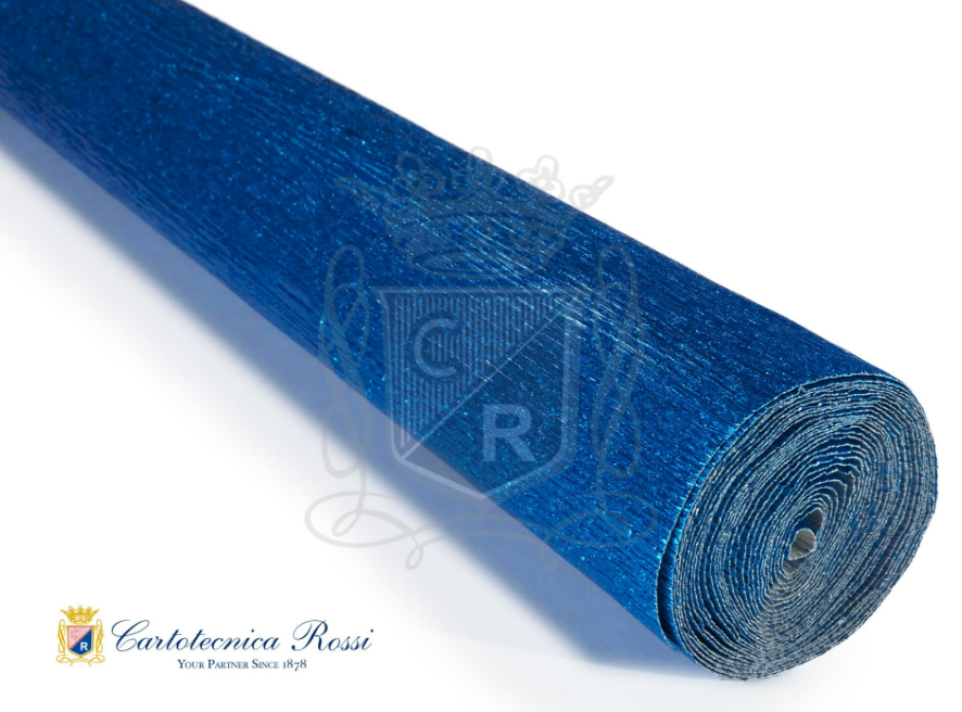 Italyan Krapon Kağıdı No:907 Mavi Metalik - 140 Gr. 50*250 Cm