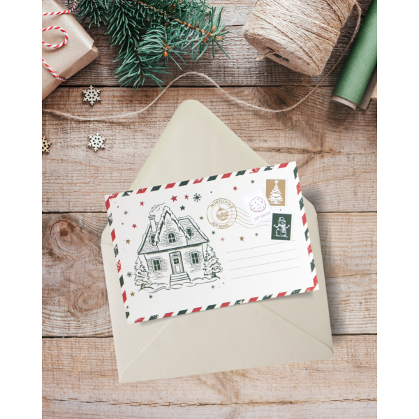 Yılbaşı Ev Temalı Kartpostal Seti, Yeniyıl, Noel, Tebrik ve Hediye Kartları, 25 Adet, 10x15 Cm