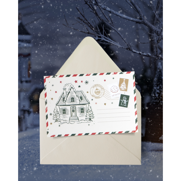 Yılbaşı Ev Temalı Kartpostal Seti, Yeniyıl, Noel, Tebrik ve Hediye Kartları, 25 Adet, 10x15 Cm