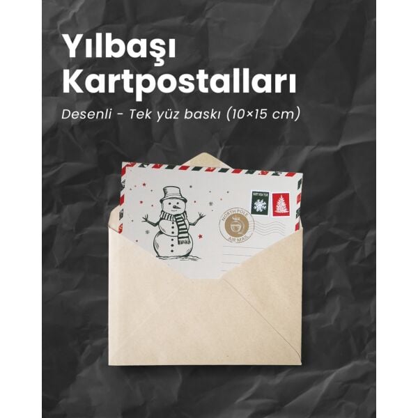 Yılbaşı Kardan Adam Kartpostal Seti, Yeniyıl, Noel, Tebrik ve Hediye Kartları, 25 Adet, 10x15 Cm