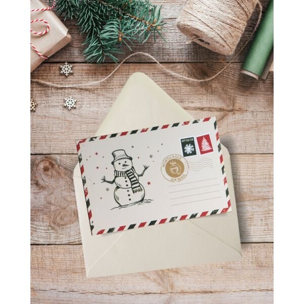 Yılbaşı Kardan Adam Kartpostal Seti, Yeniyıl, Noel, Tebrik ve Hediye Kartları, 25 Adet, 10x15 Cm