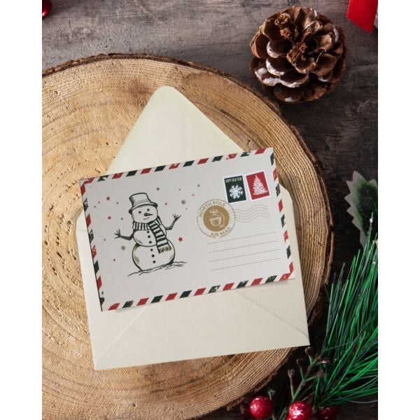 Yılbaşı Kardan Adam Kartpostal Seti, Yeniyıl, Noel, Tebrik ve Hediye Kartları, 25 Adet, 10x15 Cm