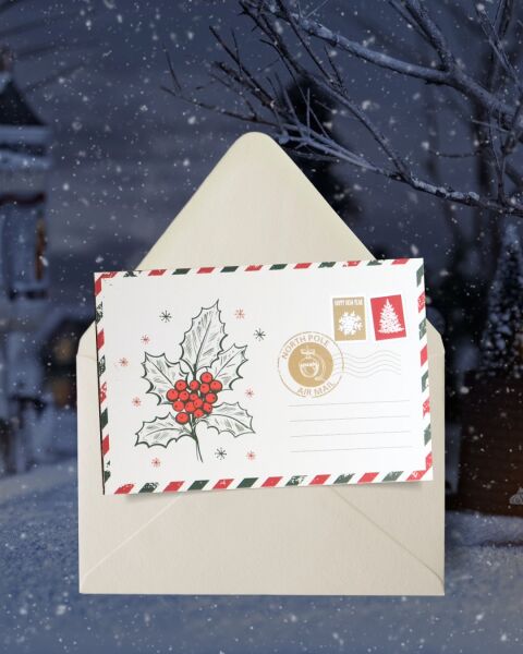 Yılbaşı Kokina Temalı Kartpostal Seti, Yeniyıl, Noel, Tebrik ve Hediye Kartları, 25 Adet, 10x15 Cm