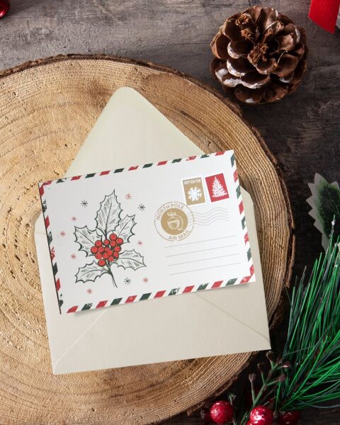 Yılbaşı Kokina Temalı Kartpostal Seti, Yeniyıl, Noel, Tebrik ve Hediye Kartları, 25 Adet, 10x15 Cm