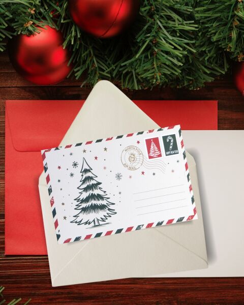 Yılbaşı Çam Ağacı Temalı Kartpostal Seti, Yeniyıl, Noel, Tebrik ve Hediye Kartları, 25 Adet, 10x15 Cm