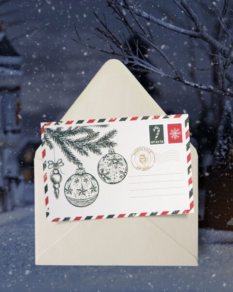Yılbaşı Çam Ağacı ve Küre Temalı Kartpostal Seti, Yeniyıl Tebrik ve Hediye Kartı, 25 Adet, 10x15 Cm