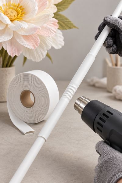 Dev Çiçek Esnek Boru Kılıfı, Isıtılınca Daralan Kılıf 21 mm. Beyaz - 2 Metre