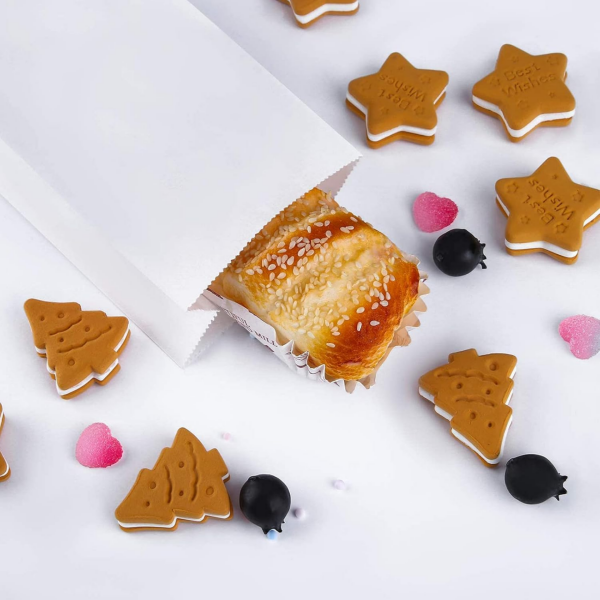 Kraft Körüklü Beyaz Yağlı Kese Kağıdı, V Taban Butik Hediye Paketi, Ambalaj Kağıt Poşeti, 50 Adet - 15x33 Cm