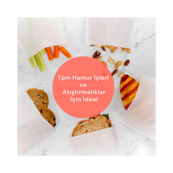 Kraft Körüklü Beyaz Yağlı Kese Kağıdı, V Taban Butik Hediye Paketi, Ambalaj Kağıt Poşeti, 50 Adet - 15x33 Cm