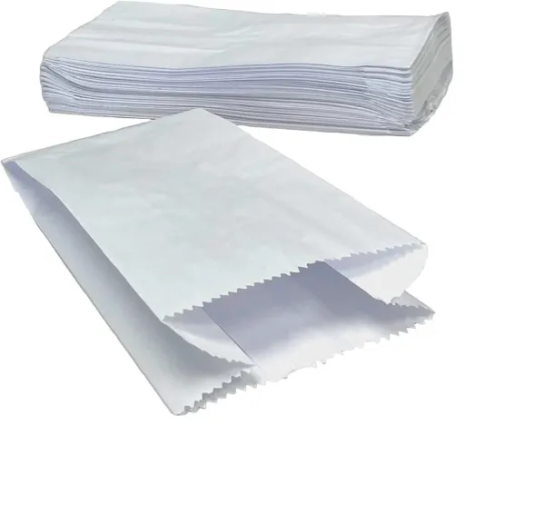 Kraft Körüklü Beyaz Yağlı Kese Kağıdı, V Taban Butik Hediye Paketi, Ambalaj Kağıt Poşeti, 250 Adet - 12x20 Cm