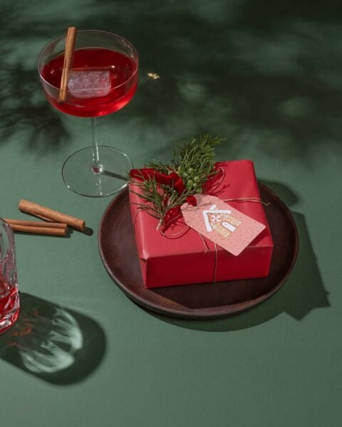 Yılbaşı Ev Temalı Hediye Etiketi, Yeniyıl, Noel Delikli Paketleme  Kartı, 50 Adet-4.8x7.5 Cm, Pembe