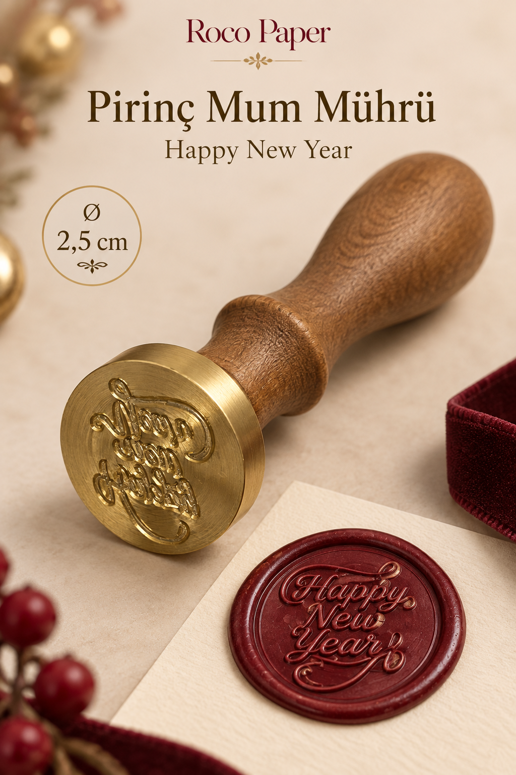 Prinç Mühür - Yeniyıl Temalı 2.5 cm Happy New Year