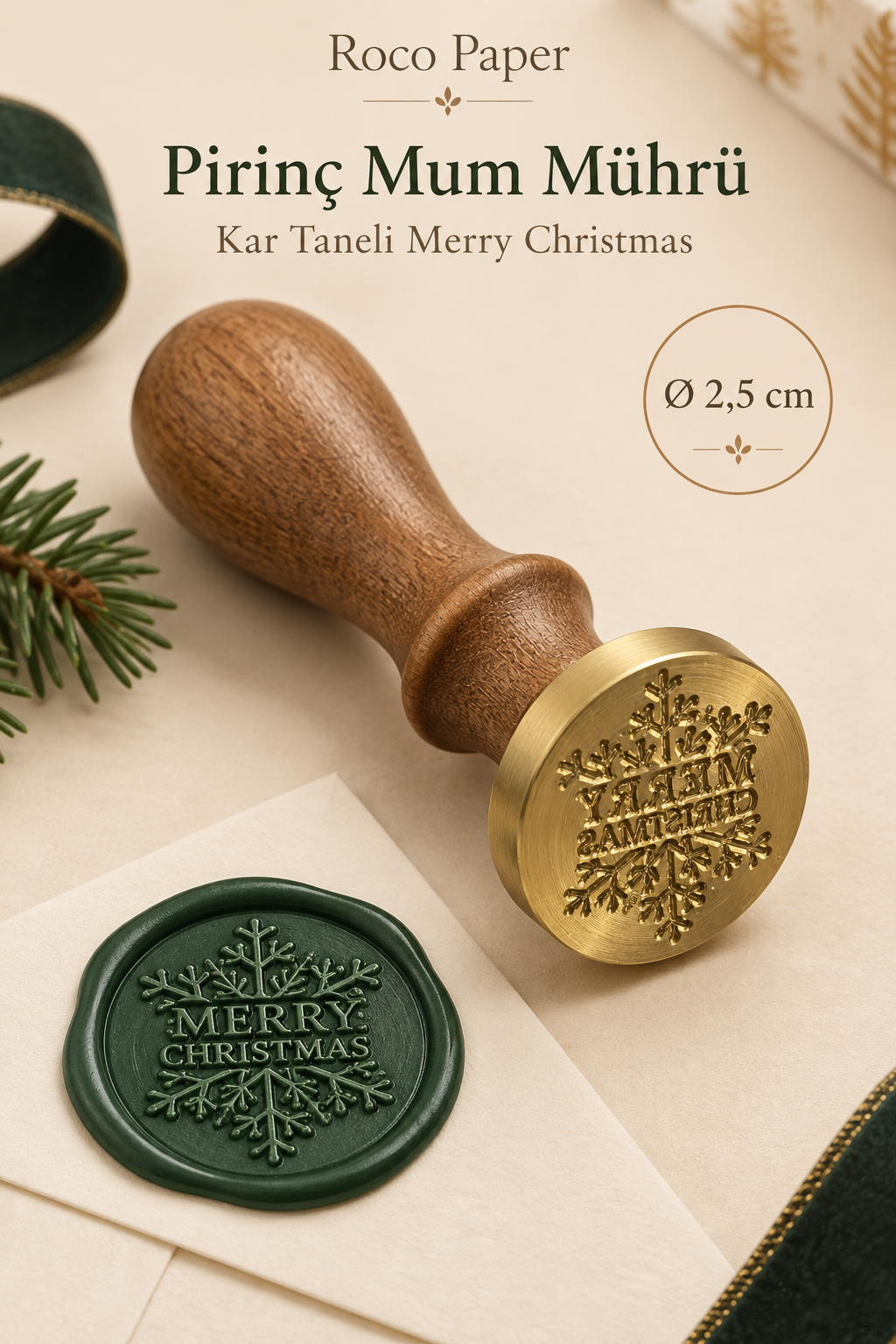 Prinç Mühür - Yeniyıl Temalı 2.5 cm Merry Christmas