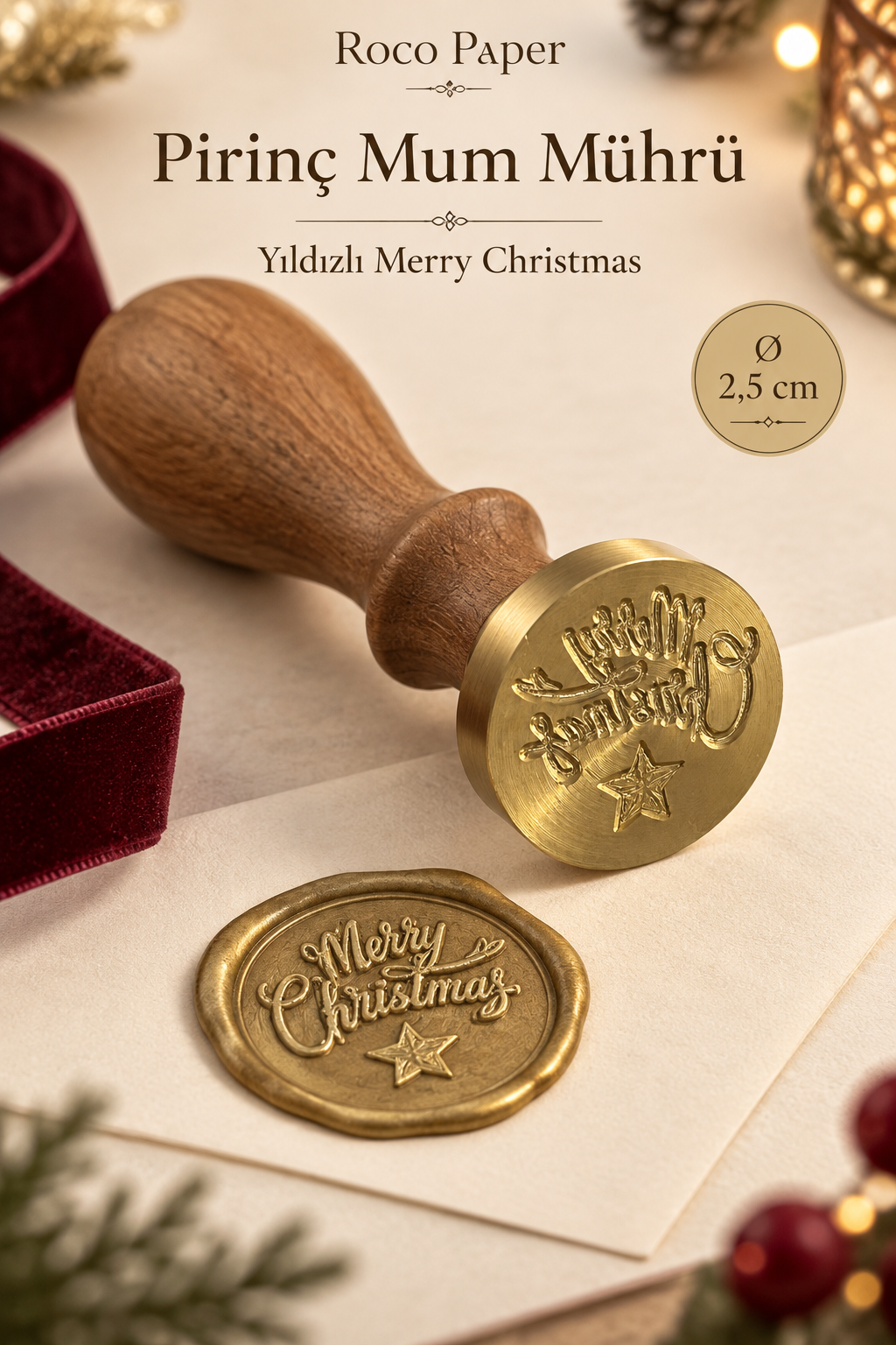 Prinç Mühür - Yeniyıl Temalı 2.5 cm Merry Christmas - 2