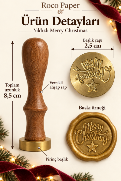 Prinç Mühür - Yeniyıl Temalı 2.5 cm Merry Christmas - 2