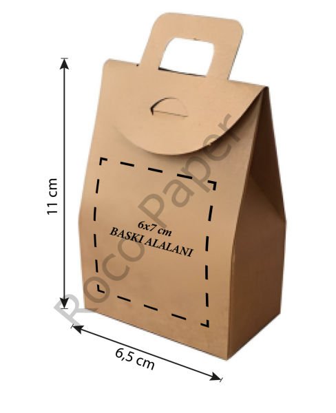 Kişiselleştirilebilir Kraft Kulplu Çanta, Özel Baskı (CMYK) Kınalık, Çerez Hediye Çantası 100 Adet - Orta (6.5 x11 cm) - Evet, istiyorum + 250 TL