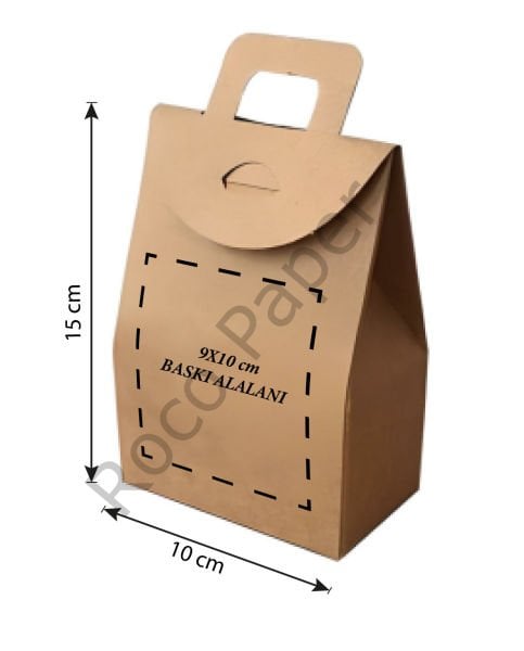 Kişiselleştirilebilir Kraft Kulplu Çanta, Özel Baskı (CMYK) Kınalık, Çerez Hediye Çantası 250 Adet  - Büyük (10 x 15 cm) - Hayır, istemiyorum