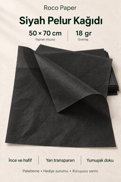 Pelur Kağıt 50x70 cm 10 Adet Siyah