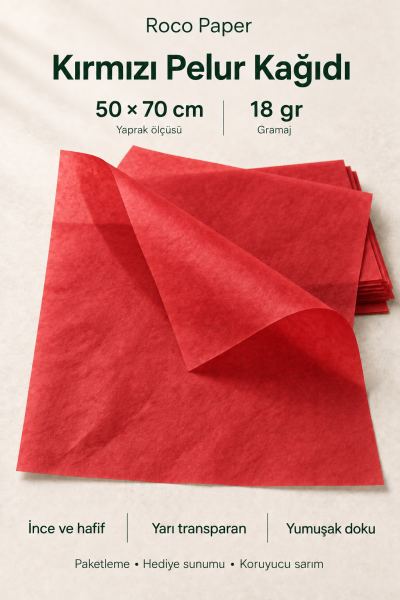 Pelur Kağıt 50x70 cm 10 Adet Kırmızı