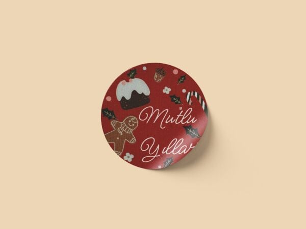 Yılbaşı Temalı Mutlu Yıllar Sticker Seti, Yeni Yıl Hediye Paketleme Etiketleri, 108 Adet, 33x33 mm