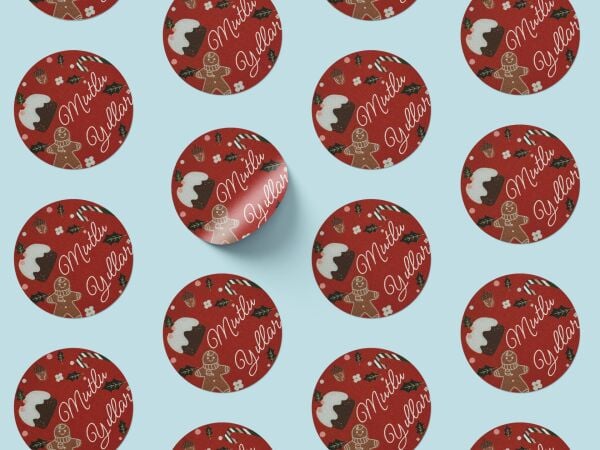 Yılbaşı Temalı Mutlu Yıllar Sticker Seti, Yeni Yıl Hediye Paketleme Etiketleri, 108 Adet, 33x33 mm