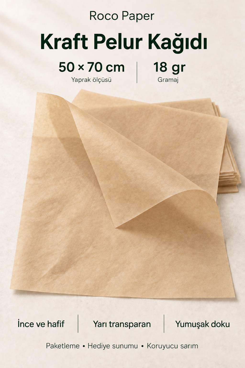 Pelur Kağıt 50x70 cm 10 Adet Kraft