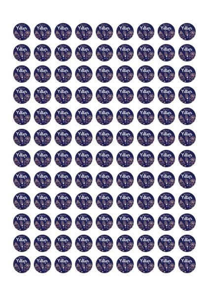 Yılbaşı Temalı Mutlu Yıllar Sticker Seti, Yeni Yıl Hediye Paketleme Etiketi, 108 Adet, 33x33mm, Mavi
