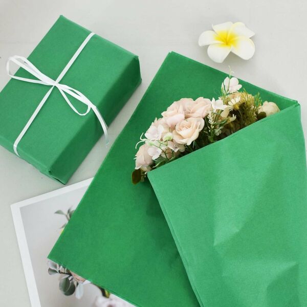 Pelur Kağıt - Hediye ve Çiçek Paketleme Kağıdı, 25’li Paket, 50x70 cm, Yeşil