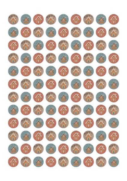 Yılbaşı Gingerbread Ev Sticker Seti, Yeni Yıl Hediye Paket ve Hediye Etiketi, 108 Adet, 33x33 mm