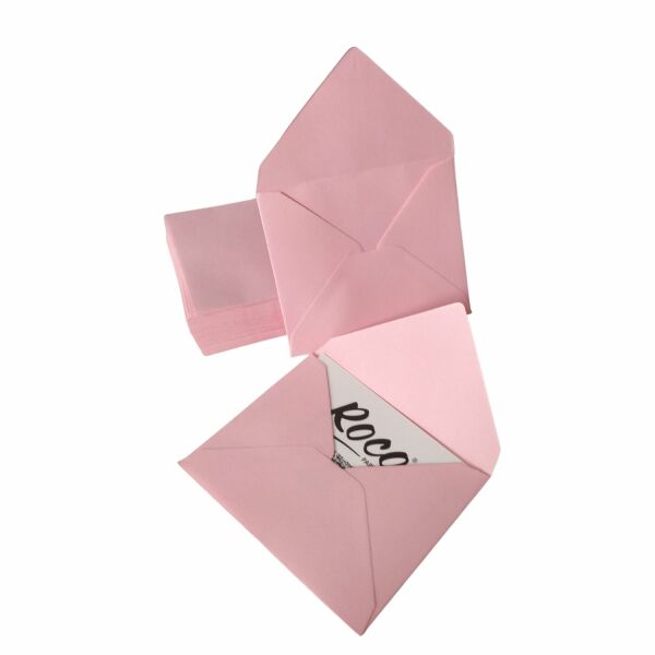 Hediye Kartı Zarfı, Mini Davetiye, Düğün, Fotoğraf, Not Kağıdı Zarfı, 7x9 cm- 50 Adet, Pembe