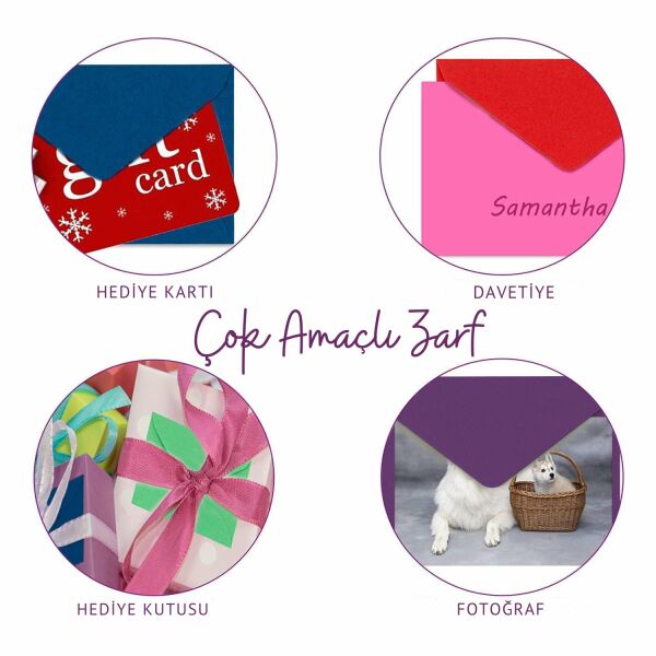 Hediye Kartı Zarfı, Mini Davetiye, Düğün, Fotoğraf, Not Kağıdı Zarfı, 7x9 cm- 50 Adet, Pembe