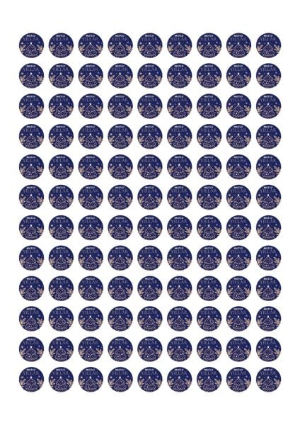 Yılbaşı Çam Temalı Mutlu Yıllar Sticker Seti, Yeni Yıl Hediye&Paket Etiketi, 108 Adet, 33x33mm, Mavi