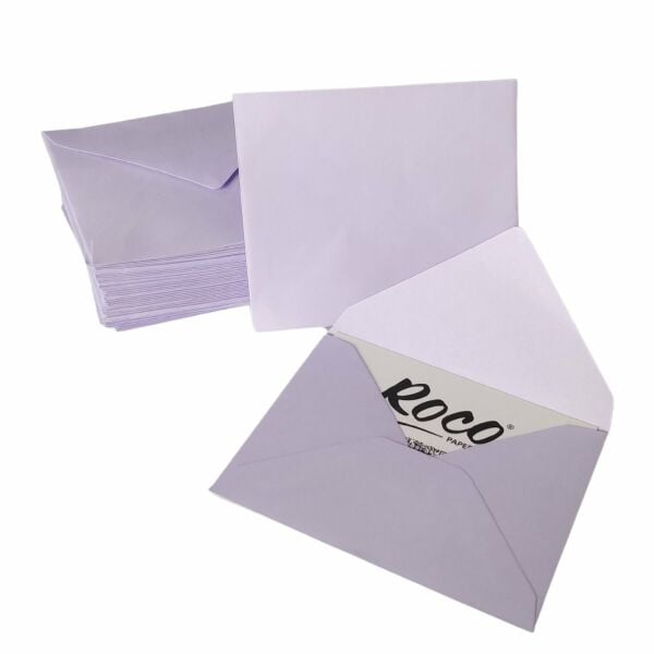 Hediye Kartı Zarfı, Mini Davetiye, Düğün, Fotoğraf, Not Kağıdı Zarfı, 7x9 cm- 50 Adet, Lila