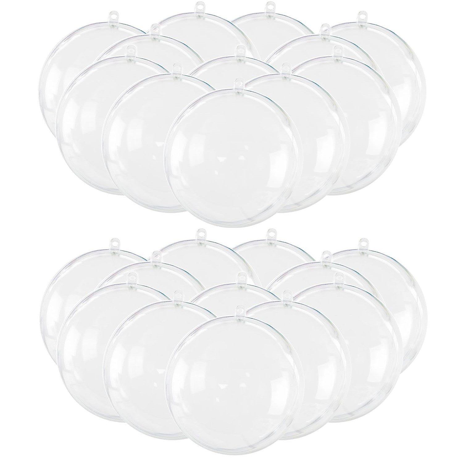 Şeffaf Mika Küre - Yılbaşı Çam Ağacı Süsleme - 24 Adet Asılabilir Plastik Top - 8 cm