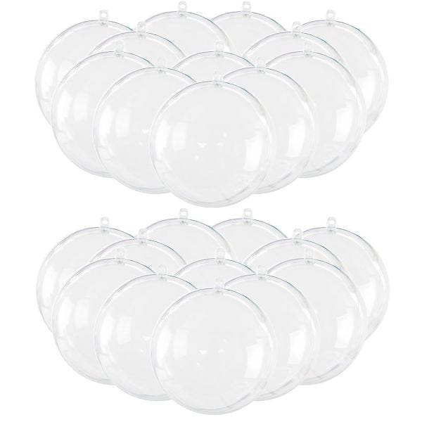 Şeffaf Mika Küre - Yılbaşı Çam Ağacı Süsleme - 24 Adet Asılabilir Plastik Top - 8 cm